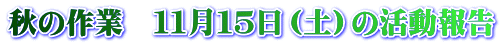 秋の作業　１１月１５日（土）の活動報告