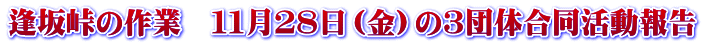 逢坂峠の作業　１１月２８日（金）の３団体合同活動報告
