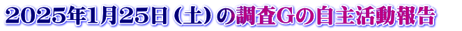 ２０２５年１月２５日（土）の調査Gの自主活動報告　